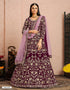 Dark Purple Anarkali style Suits 9000 Velvet Salwar Kameez in Embroidery, Stone and Lace Work