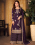 Purple Faux Georgette Palazzo Suit Closure View
