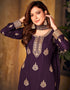 Purple Faux Georgette Palazzo Suit Back View