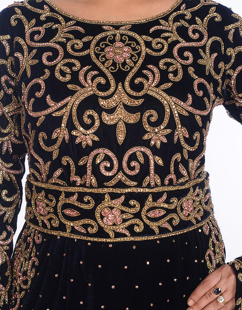 Black Georgette Hand Embroidery Party Wear Kaftan