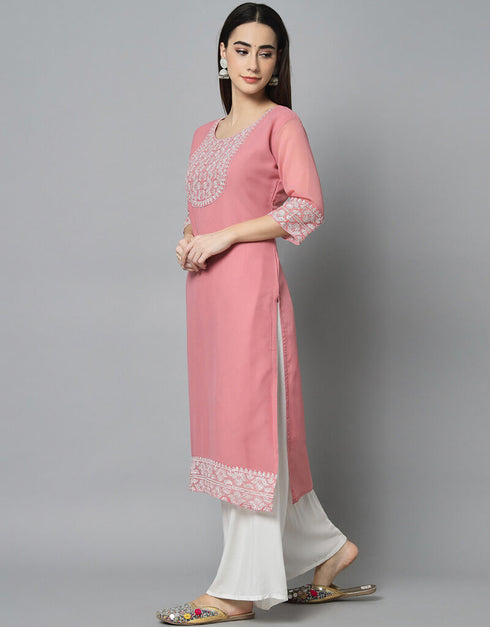 Pink Georgette Palazzo Straight Closure View