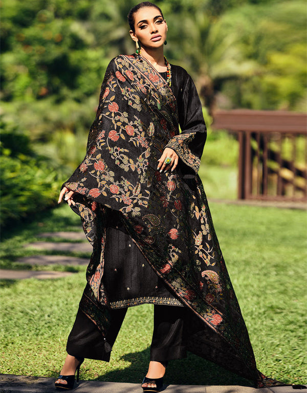 Trendy Party Wear Chinon Silk Salwar Kameez Collection Debian Red Muslin Palazzo Straight Front View