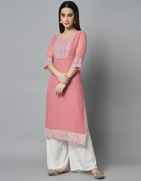 Pink Georgette Palazzo Straight