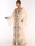 Off White Georgette Hand Embroidery Party Wear Kaftan