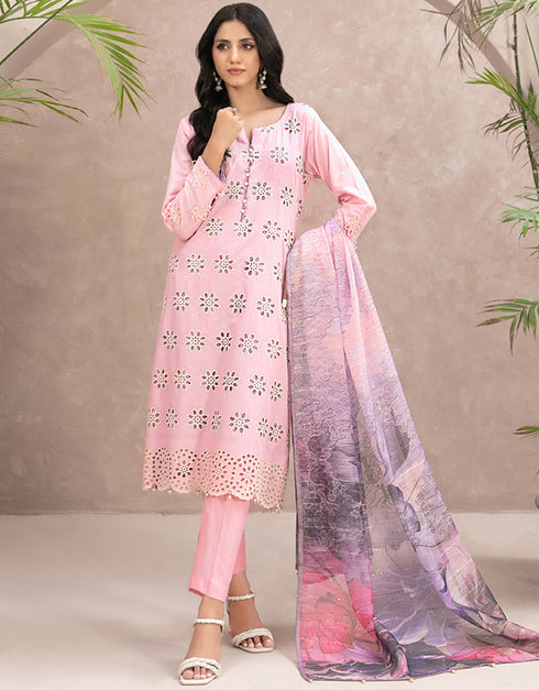 Trendy Designer Party Wear Salwar Suit Light Pink Heavy Cotton Pant Straight Front View