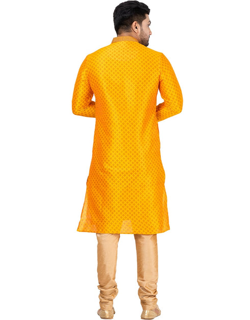 YELLOW Kurta DUPION SILK Chudidar Closure View
