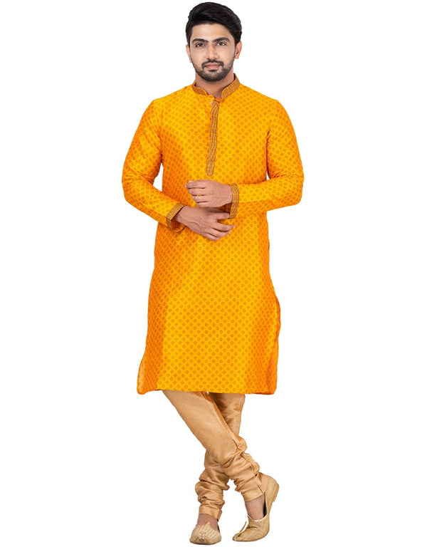 YELLOW Kurta DUPION SILK Chudidar