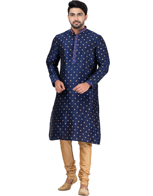 NAVY BLUE Kurta DUPION SILK Churidar