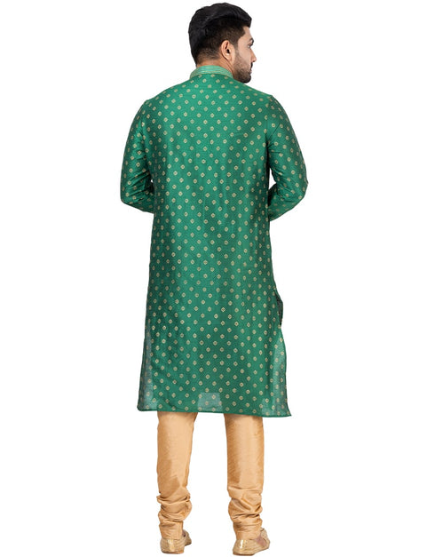 RAMA GREEN Kurta DUPION SILK Churidar Closure View
