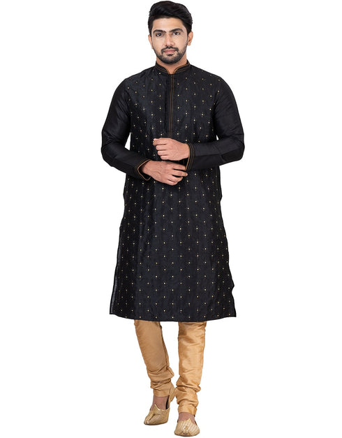 BLACK Kurta DUPION SILK Churidar