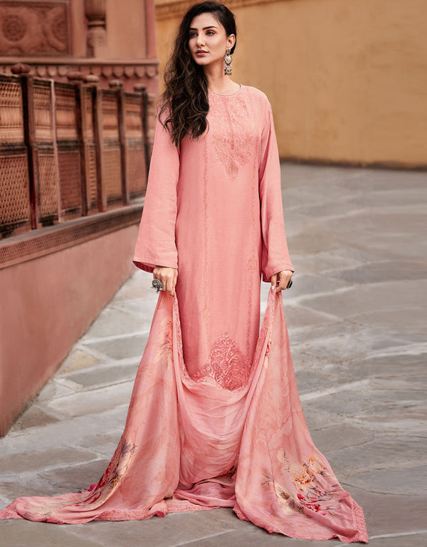 Trendy Designer Party Wear Salwar Suit Gajari Viscose Maslin Pant Straight Front View