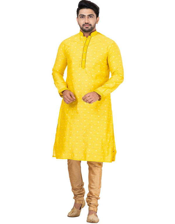 YELLOW Kurta THREAD COTTON Churidar