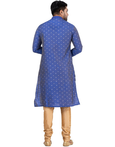 BLUE Kurta THREAD COTTON Churidar Closure View