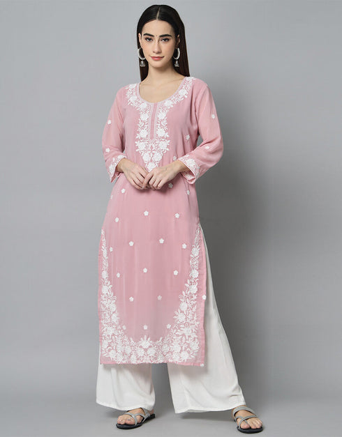 Light Pink Georgette Palazzo Straight