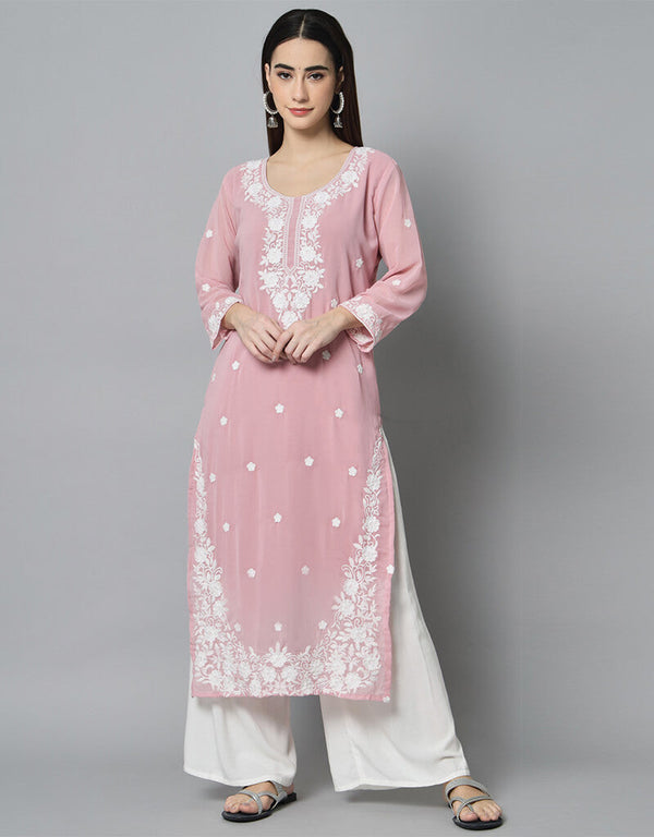 Light Pink Georgette Palazzo Straight