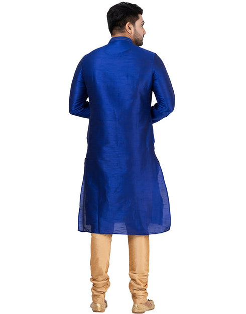 NAVY BLUE Kurta DUPION SILK Churidar Closure View