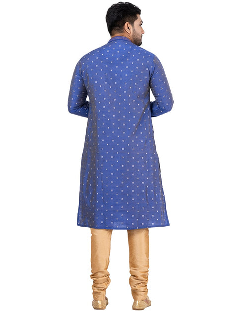 NAVY BLUE Kurta THREAD COTTON Churidar Closure View
