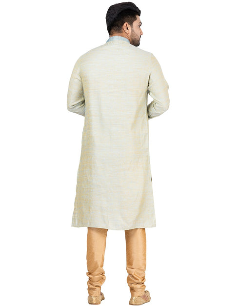 SEAGREEN Kurta JAMEWAR SILK Churidar Closure View