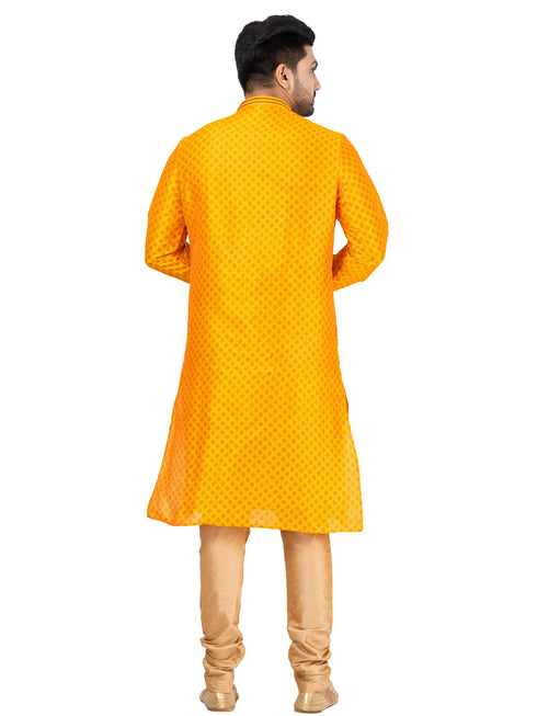 YELLOW Kurta DUPION SILK Chudidar Closure View