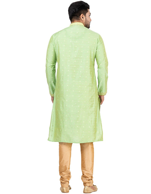 GREEN Kurta THREAD COTTON Churidar Closure View