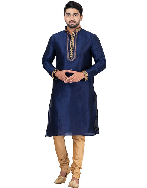 NAVY BLUE Kurta DUPION SILK Churidar