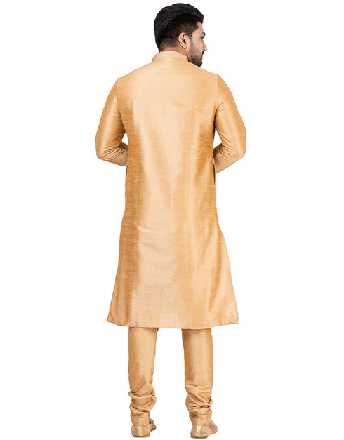 GOLD Kurta DUPION SILK Churidar Closure View