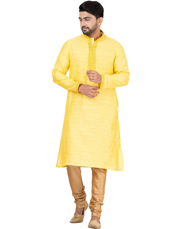 YELLOW Kurta JAMEWAR SILK Churidar