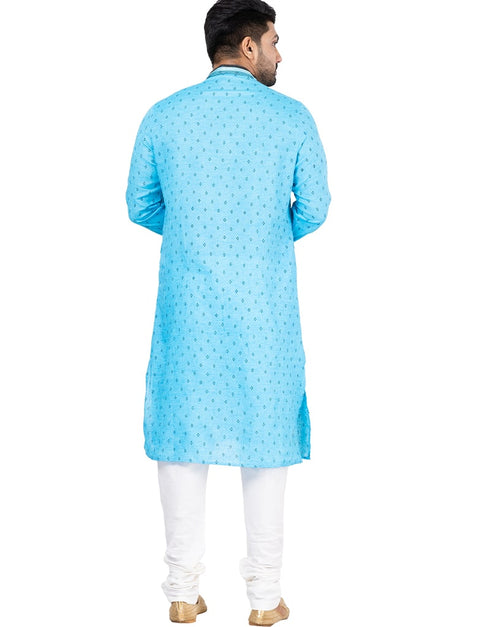 SKYBLUE Kurta COTTON LINEN Churidar Closure View