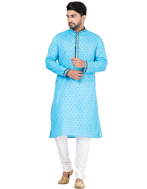 SKYBLUE Kurta COTTON LINEN Churidar