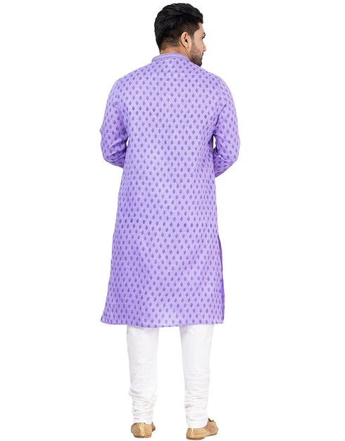 PURPLE Kurta COTTON LINEN Churidar Closure View