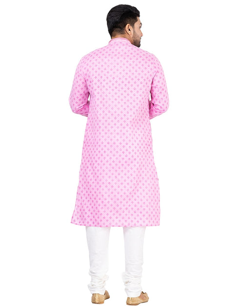 LIGHT PINK Kurta COTTON LINEN Churidar Closure View