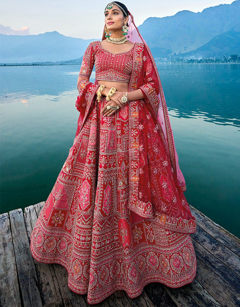 fashionable maroon artsilk trendy designer party wear choli lehenga with maroon artsilk lilots-2335-131 Front View