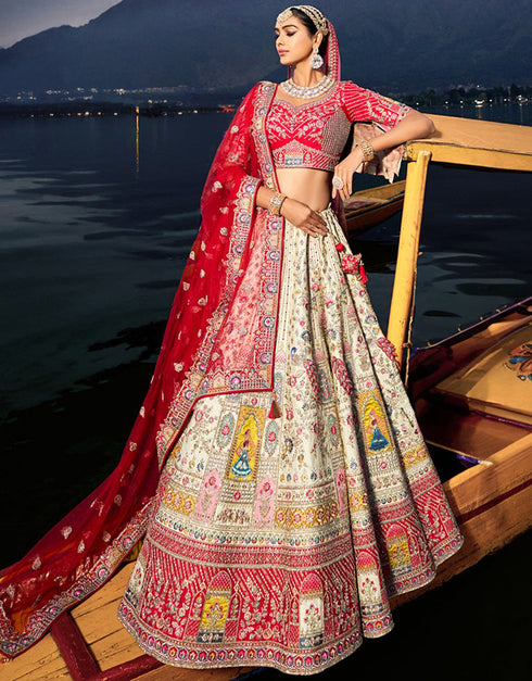 sleek off white artsilk trendy designer party wear choli lehenga with off white artsilk lilots-2335-132 Front View