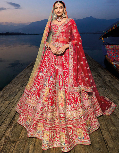 modern red artsilk trendy designer party wear choli lehenga with red artsilk lilots-2335-133 Front View