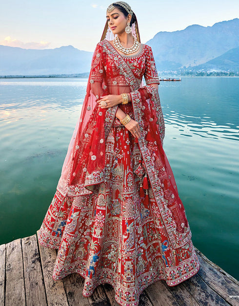 sophisticated maroon artsilk trendy designer party wear choli lehenga with maroon artsilk lilots-2335-134 Front View
