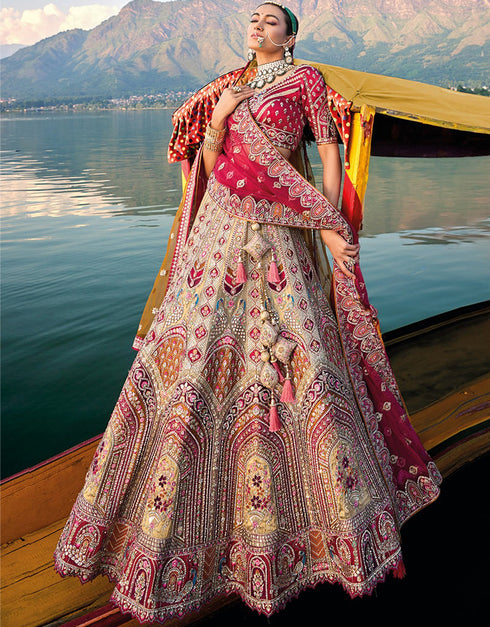 glamorous multicolor artsilk trendy designer party wear choli lehenga with multicolor artsilk lilots-2335-135 Front View