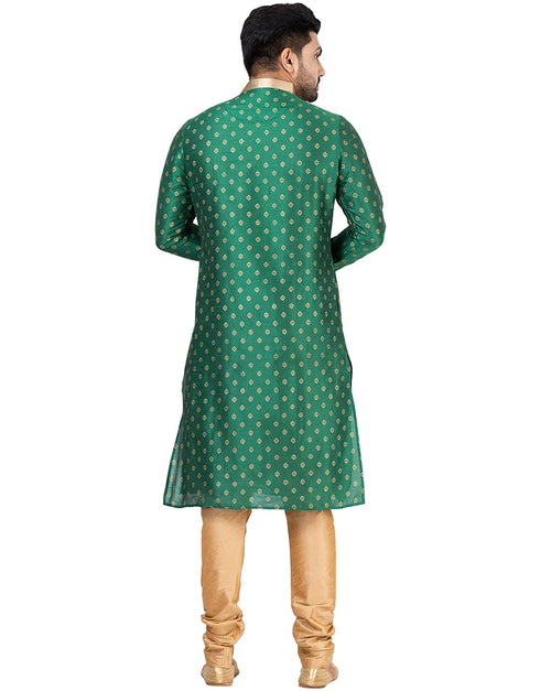 RAMA GREEN Kurta DUPION SILK Churidar Closure View
