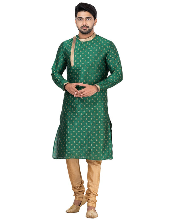 RAMA GREEN Kurta DUPION SILK Churidar