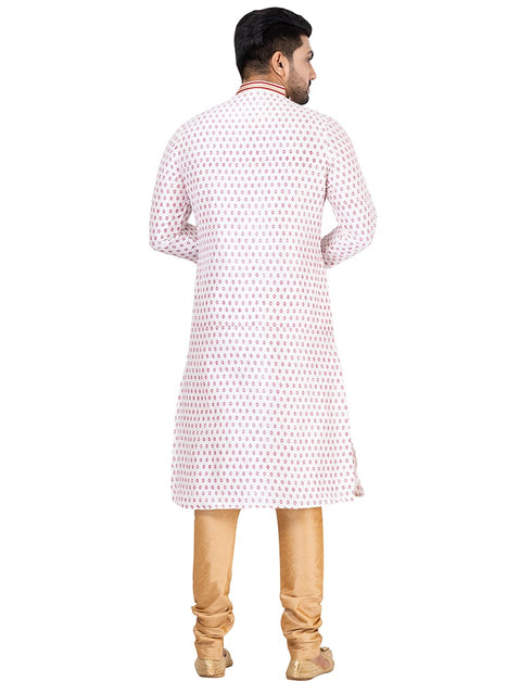 CREAM Kurta DUPION SILK Churidar Closure View