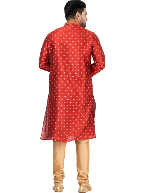 RED Kurta DUPION SILK Churidar Closure View