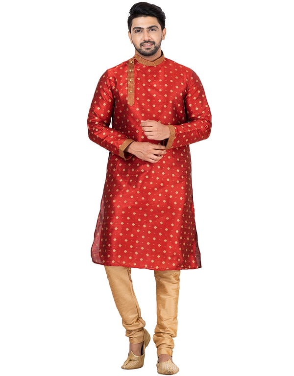 RED Kurta DUPION SILK Churidar