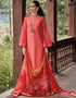 Dusty Pink Palazzo style Suit Pure Bamberg Silk Salwar Kameez in Digital Print, Embroidery & Lace Work
