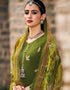 Green Palazzo style Suit Pure Bamberg Silk Salwar Kameez in Digital Print, Embroidery & Lace Work Closure View Embroidery Back side View