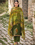 Green Palazzo style Suit Pure Bamberg Silk Salwar Kameez in Digital Print, Embroidery & Lace Work Closure View