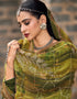 Green Palazzo style Suit Pure Bamberg Silk Salwar Kameez in Digital Print, Embroidery & Lace Work Closure View Embroidery