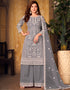 Grey Heavy Net Palazzo Suit