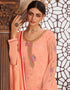 Peach Palazzo style Suit Georgette Salwar Kameez in Digital Print Embroidery, Stone & Lace Work Closure View