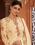 Cream Palazzo style Suit Georgette Salwar Kameez in Digital Print Embroidery, Stone & Lace Work Closure View