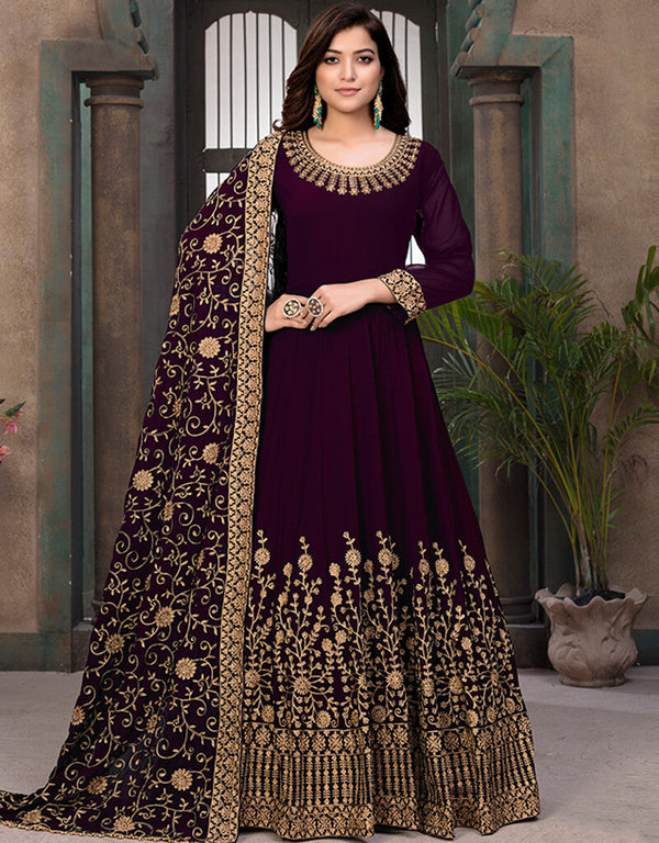 Purple Faux Georgette Anarkali Anarkali