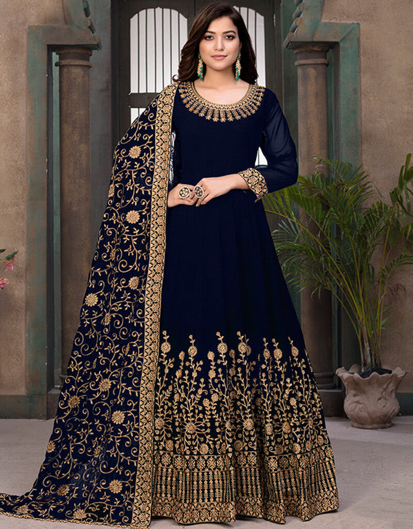Blue Faux Georgette Anarkali Anarkali
